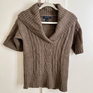 Banana Republic 100% Fine Merino Wool Cable  Knit Fisherman Short Sleeve Sweater